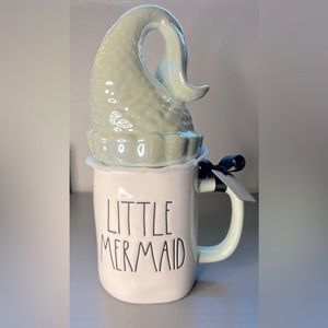 Rae Dunn "The Little Mermaid" mug with topper. Double sided design.